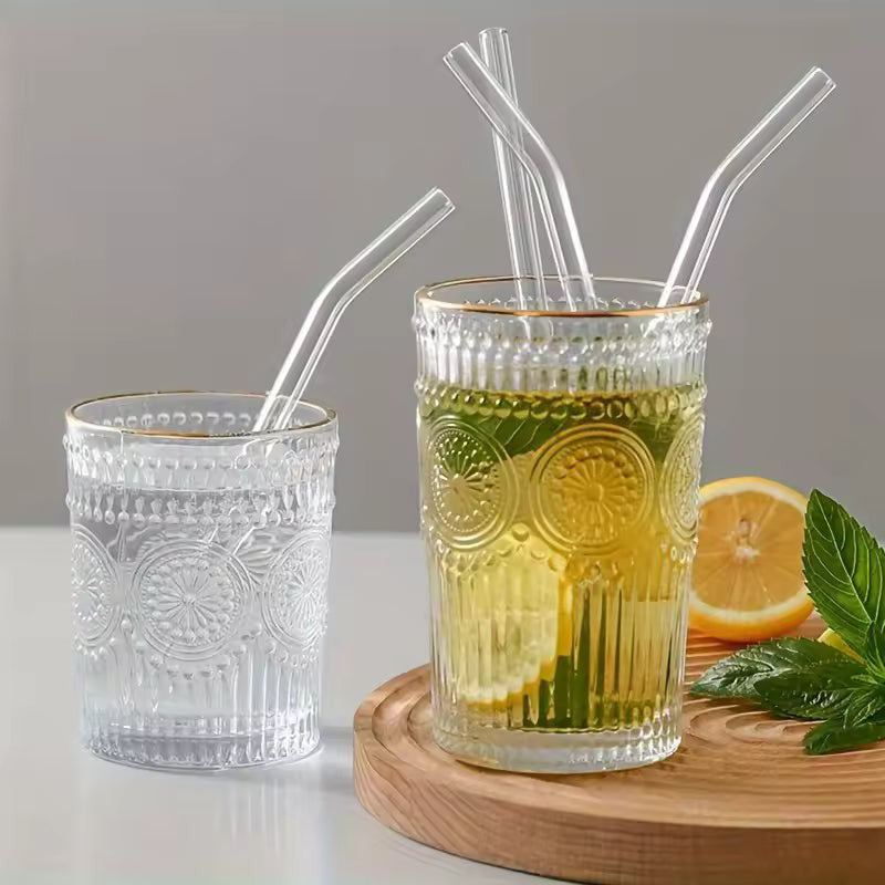 5pcs Reusable Glass Straw Set with Cleaning Brush – Eco-Friendly Drinking Straws