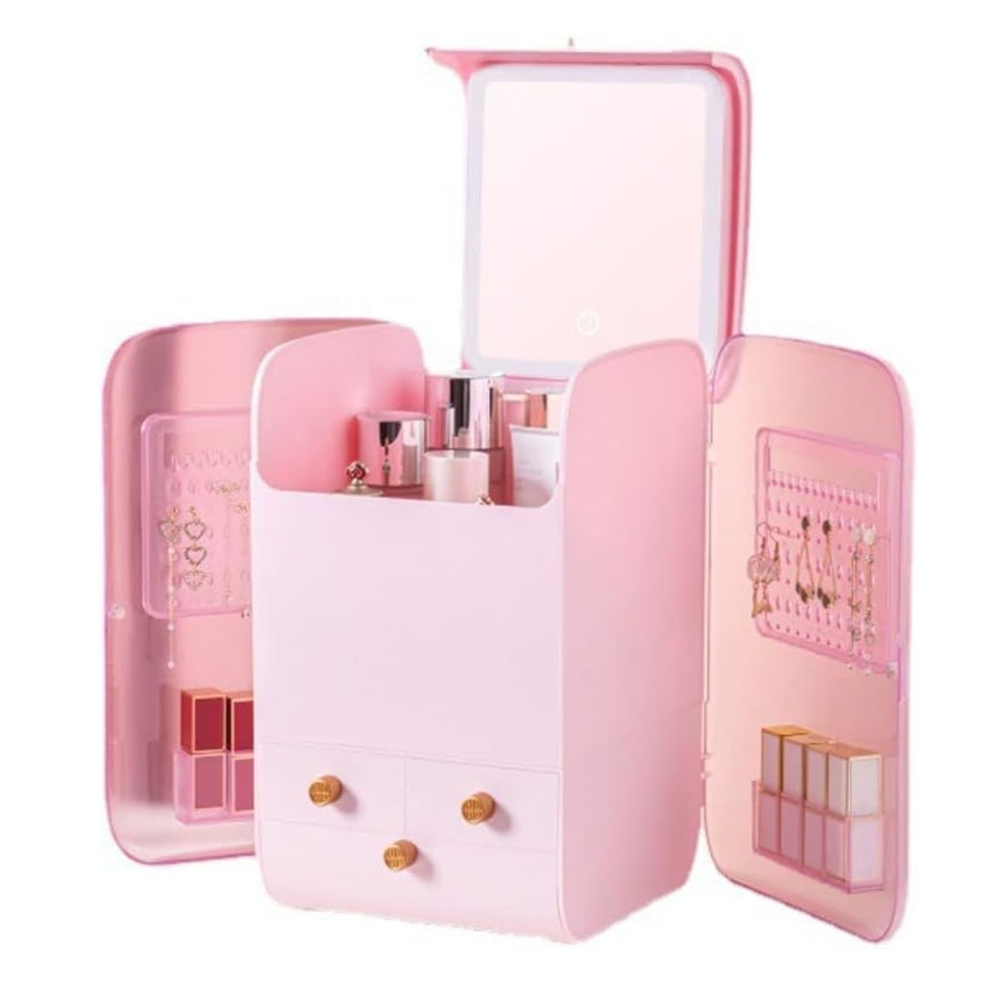 Large Makeup Cosmetic Organizer with LED Mirror