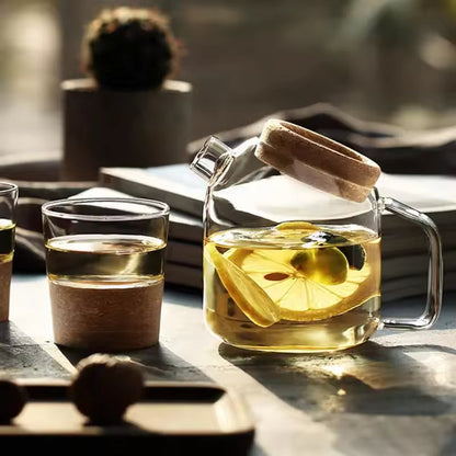 Heat-Resistant Borosilicate Glass Teapot with Cork Lid – Flower Kettle