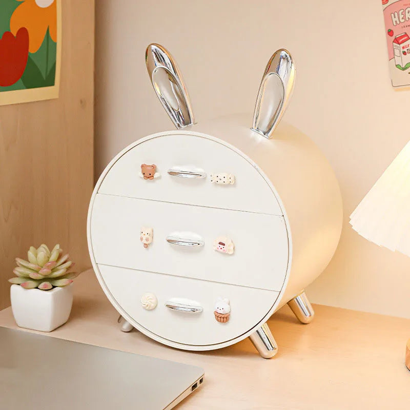 Cartoon Bunny Hairpin Storage Box – Multi-Layer Desk Organizer