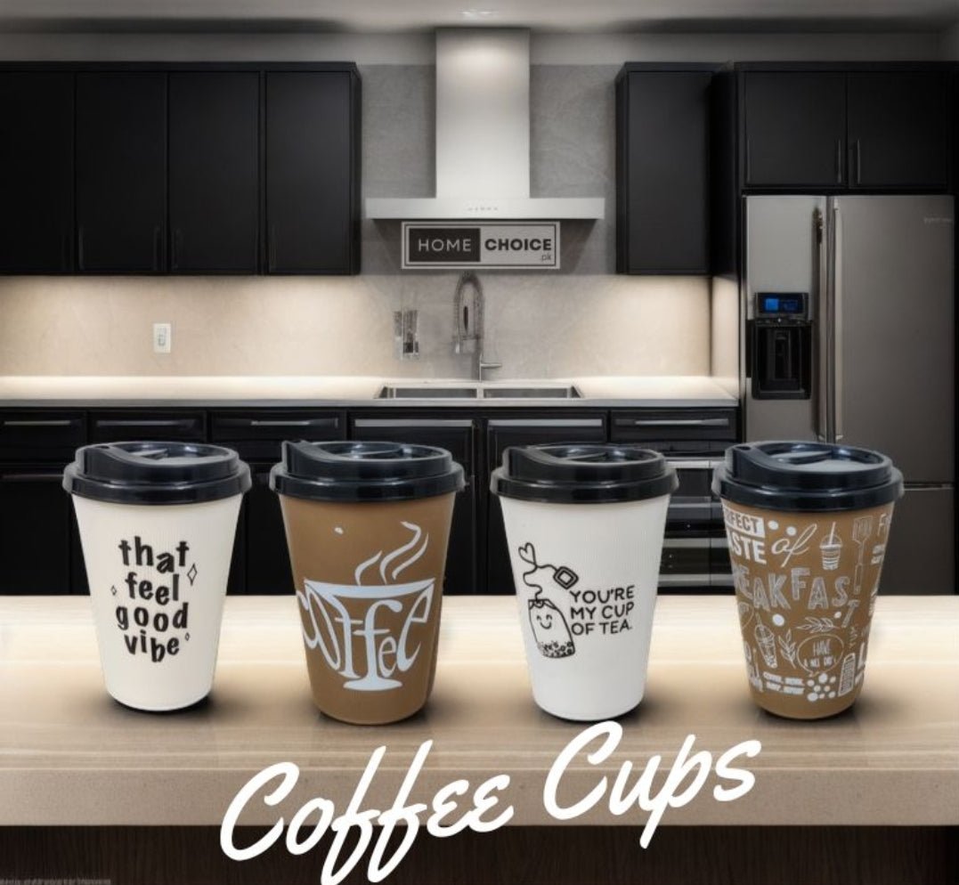 2 Pcs Printed Plastic Coffee Cups 500ml (L3.5xW3.5xH5.0)Inches