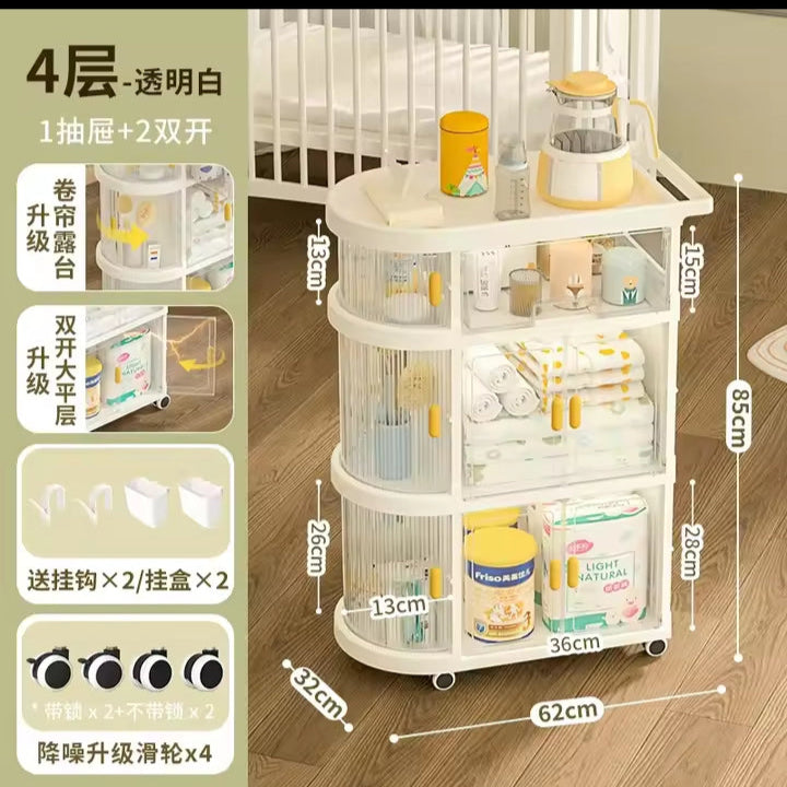 3 Tiered Foldable Storage Cabinet Freestanding Toy Organizing Cart