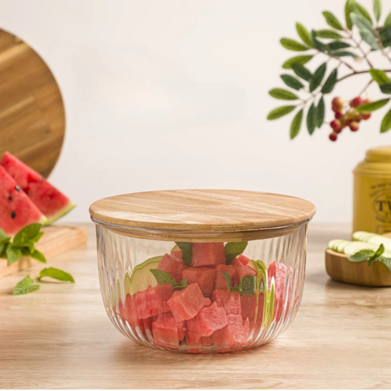 Elegant Fluted Airtight Glass Bowl Set – Premium 3-Piece Storage Containers | Adornia.pk