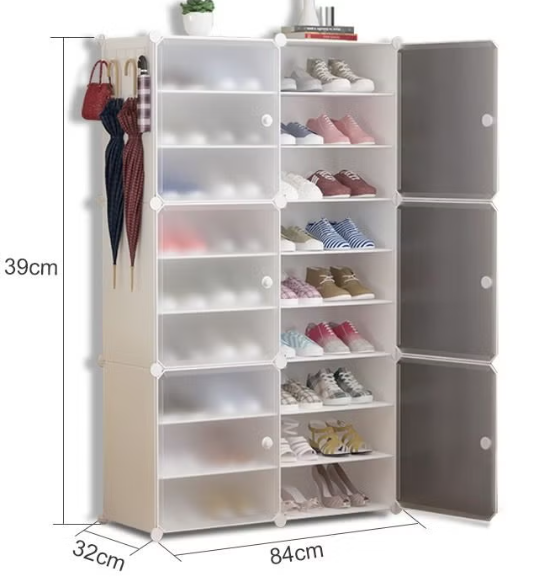 Shoe Rack Hinge Door Black, White - 4 Layer, 6 Layer