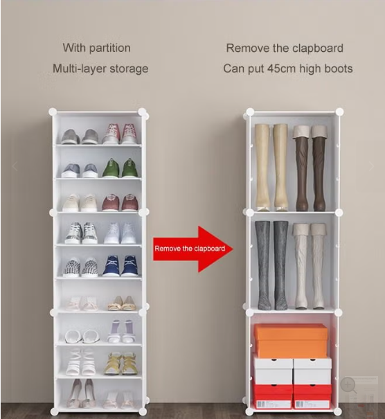 Shoe Rack Hinge Door Black, White - 4 Layer, 6 Layer