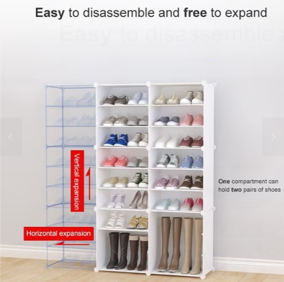 Shoe Rack Hinge Door Black, White - 4 Layer, 6 Layer