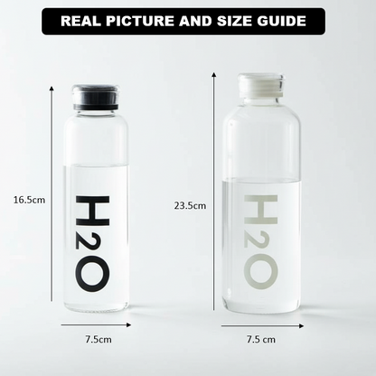 H2O LumiVac Glass Water Bottle with Vacuum Lid