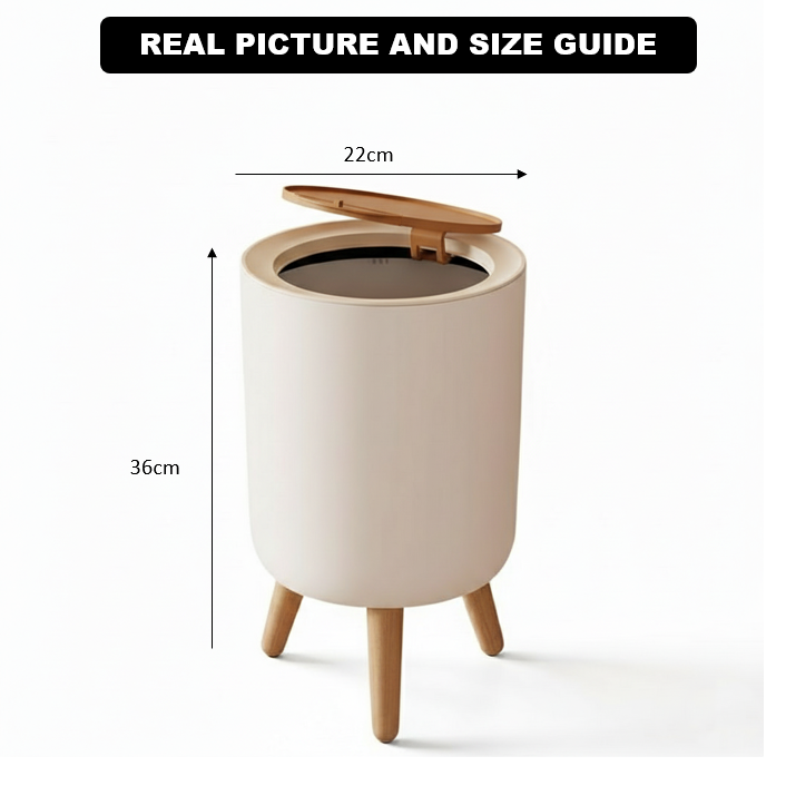 Spacious Trash Bin with Press-Lid & Feet