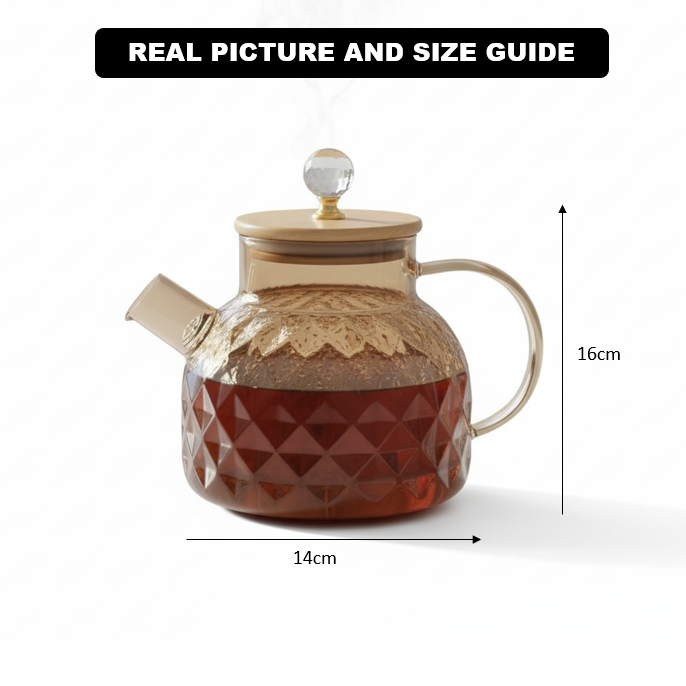 Golden Glass Teapot with Stainless Infuser