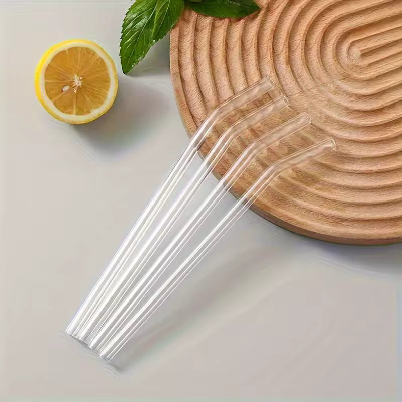 5pcs Reusable Glass Straw Set with Cleaning Brush – Eco-Friendly Drinking Straws