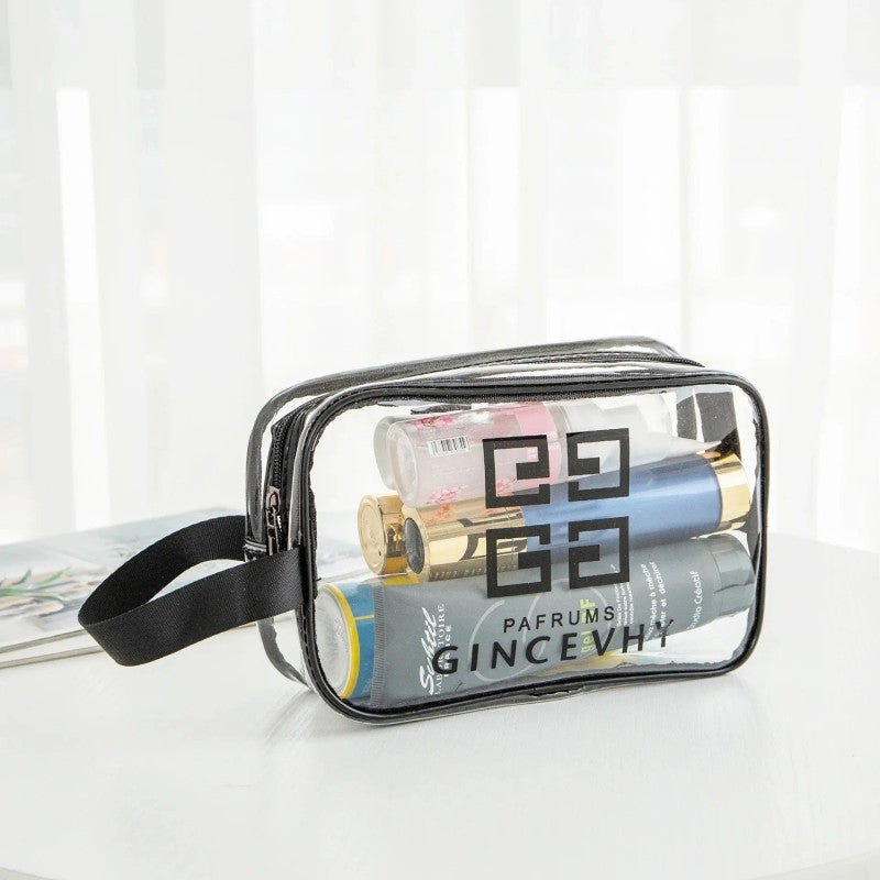 Pack of 3 Large PVC Transparent Cosmetic Bag – Waterproof Handheld Makeup Pouch