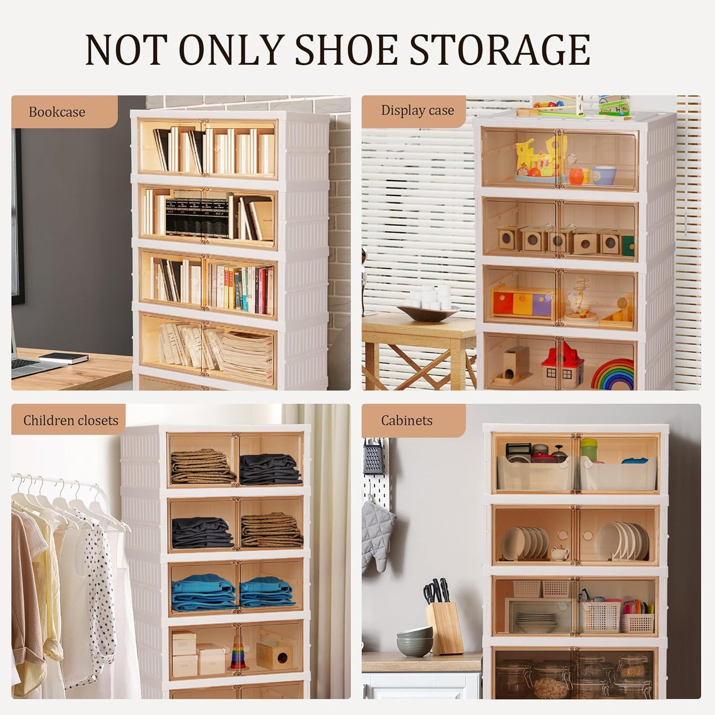 6-Tier Foldable Shoe Rack Organizer Portable Shoe Cabinet with Magnetic Clear Door