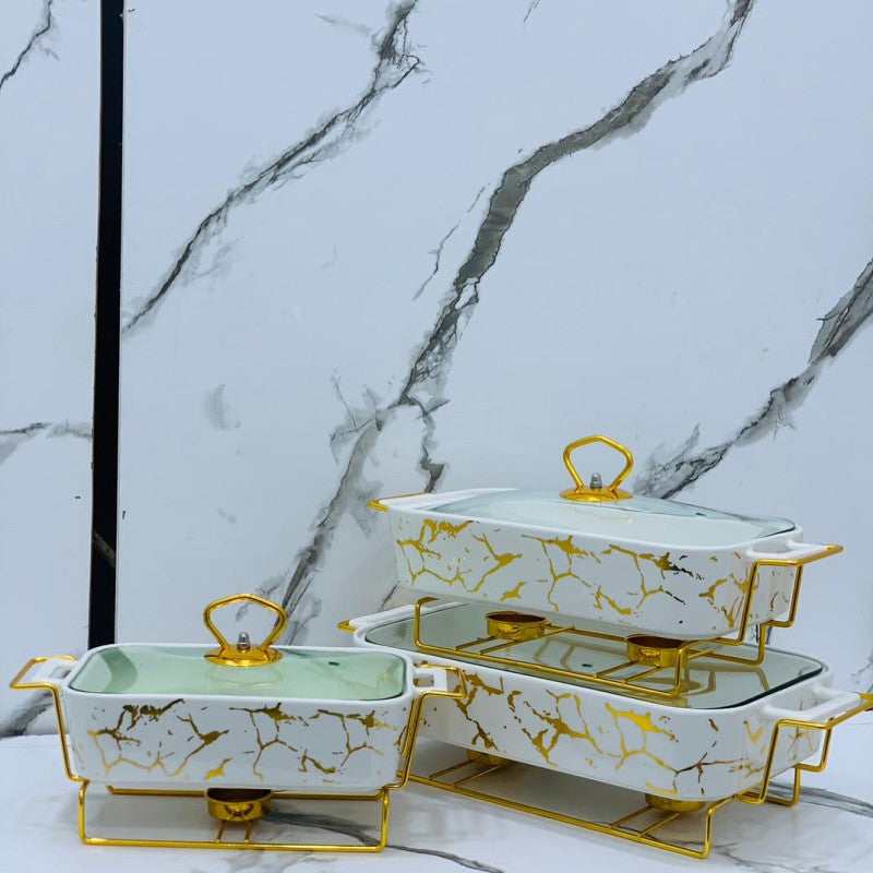 Set of 3 Ceramic Chafing Dish