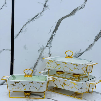 Set of 3 Ceramic Chafing Dish