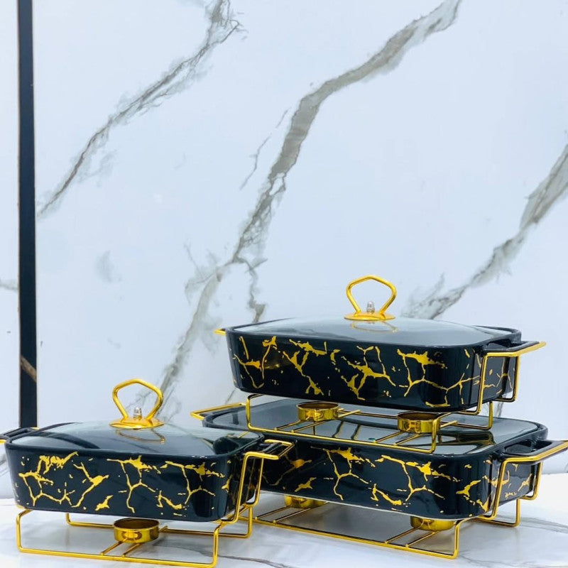 Set of 3 Ceramic Chafing Dish