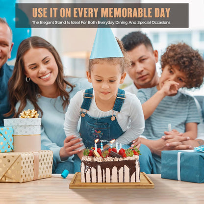 Square Cake Stand with Lid, Bamboo Cake Stand with Dome, Dessert Display Stand with Acrylic Cover for Cheese, Pie, Chips & Dips, Serving Platter with Cover for Kitchen/Party/Wedding/Birthday