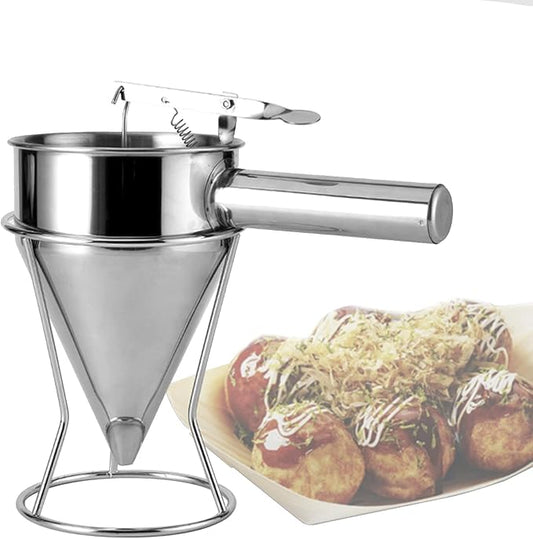 Stainless Steel Batter Separator Funnels - Pancake Batter Dispenser with Stand Home Cooking Tools for Sauce, Dessert