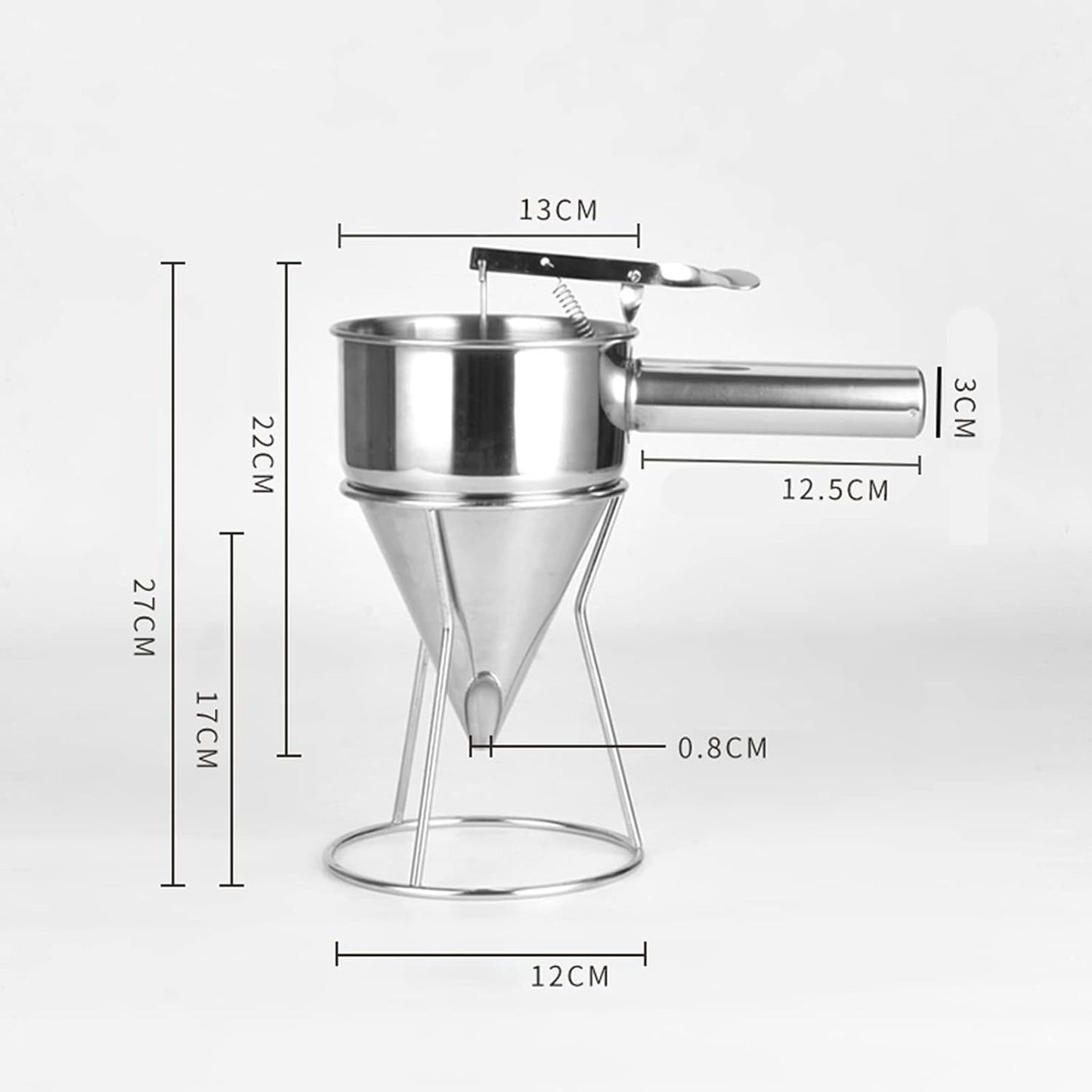 Stainless Steel Batter Separator Funnels - Pancake Batter Dispenser with Stand Home Cooking Tools for Sauce, Dessert