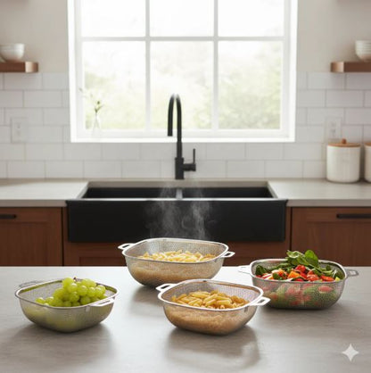 28CM Square Shape Stainless Steel Strainer With Handle