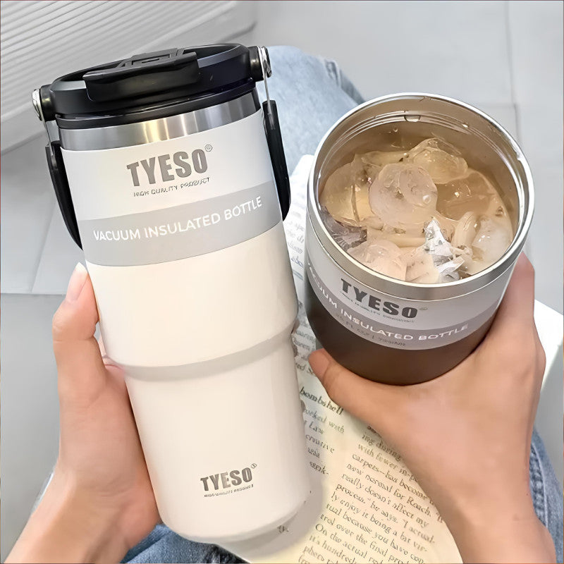 “TYESO® SteelCore Stainless Steel Dual-Lid Tumbler with Top-Handle (900ml) (TS-8828)”