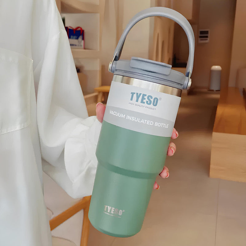 “TYESO® SteelCore Stainless Steel Dual-Lid Tumbler with Top-Handle (900ml) (TS-8828)”