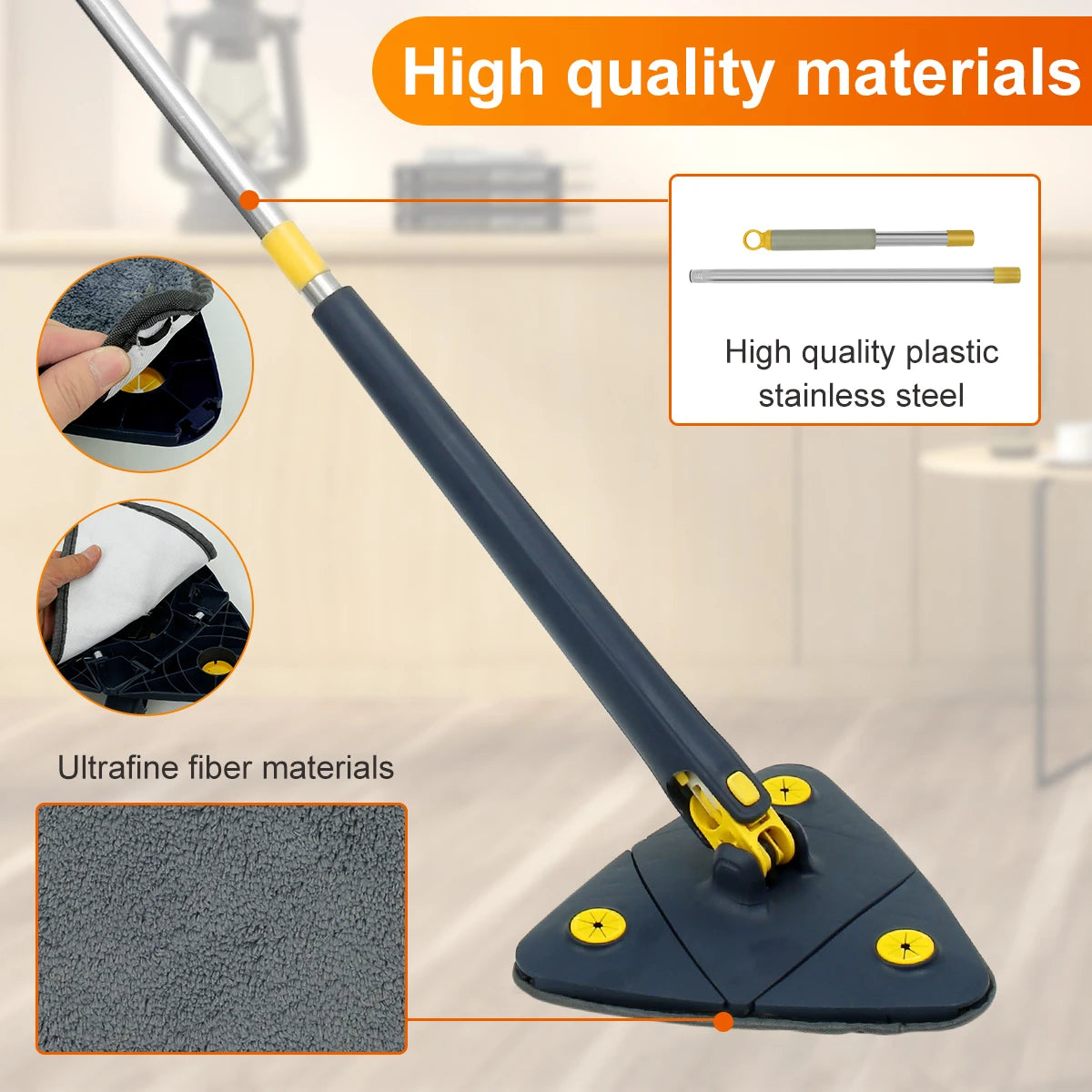 Triangle Mop 360° Rotatable Spin Cleaning Mop (T)