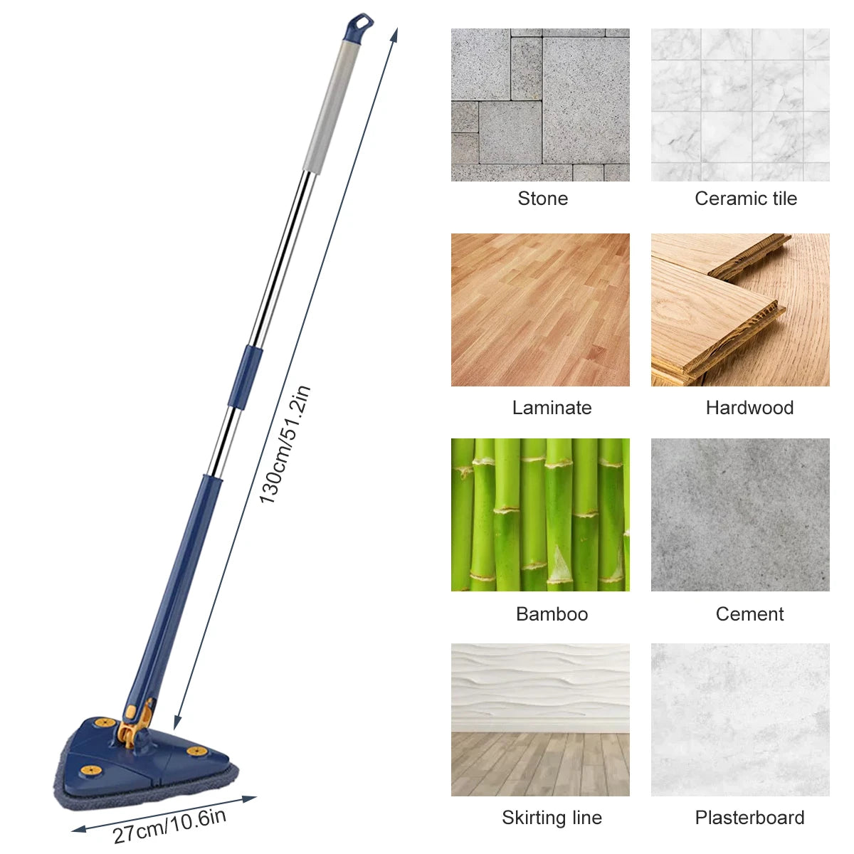 Triangle Mop 360° Rotatable Spin Cleaning Mop (T)