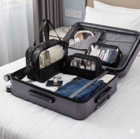 3Pcs Toiletry Bag for Men Women Clear Cosmetics Bag Hanging Toiletry Bag Waterproof Makeup Bags for Traveling Transparent Travel Organizer