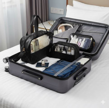 3Pcs Toiletry Bag for Men Women Clear Cosmetics Bag Hanging Toiletry Bag Waterproof Makeup Bags for Traveling Transparent Travel Organizer