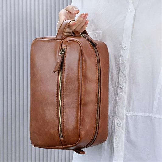 Large Toiletry Bag for Men and Women for Travel Waterproof Shaving Kit Bathroom Toiletry Organizer Leather Cosmetic Bags