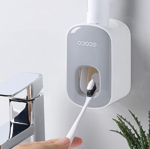 Ecoco Wall-Mounted Hands-Free Toothpaste Dispenser, Automatic Toothpaste Squeezer, Toothpaste Holder
