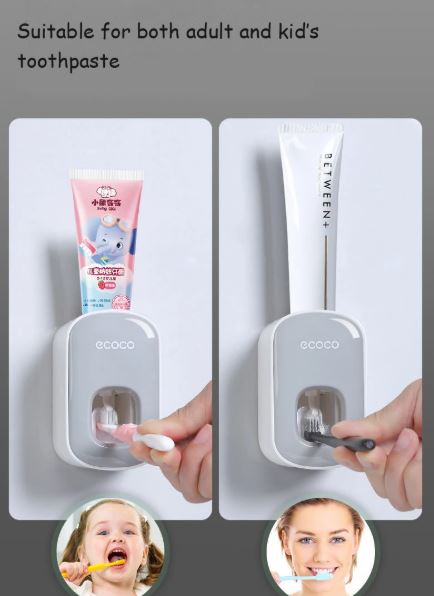 Ecoco Wall-Mounted Hands-Free Toothpaste Dispenser, Automatic Toothpaste Squeezer, Toothpaste Holder
