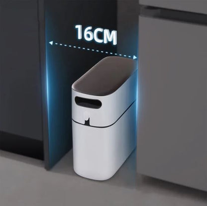 Trash Bin, Hygienic Narrow Trash Can, Contactless Trash Can Large Capacity Trash Can, 8L Garbage Can