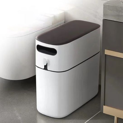 Trash Bin, Hygienic Narrow Trash Can, Contactless Trash Can Large Capacity Trash Can, 8L Garbage Can