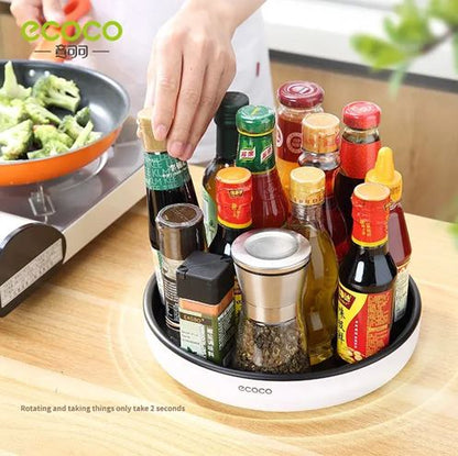 ECOCO Turntable Cupboard Organizer, 360 Rotating Seasoning Storage Rack Organizer Shelf Oil and Non-Slip Kitchen Accessories Multifunctional