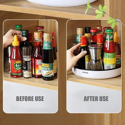 ECOCO Turntable Cupboard Organizer, 360 Rotating Seasoning Storage Rack Organizer Shelf Oil and Non-Slip Kitchen Accessories Multifunctional