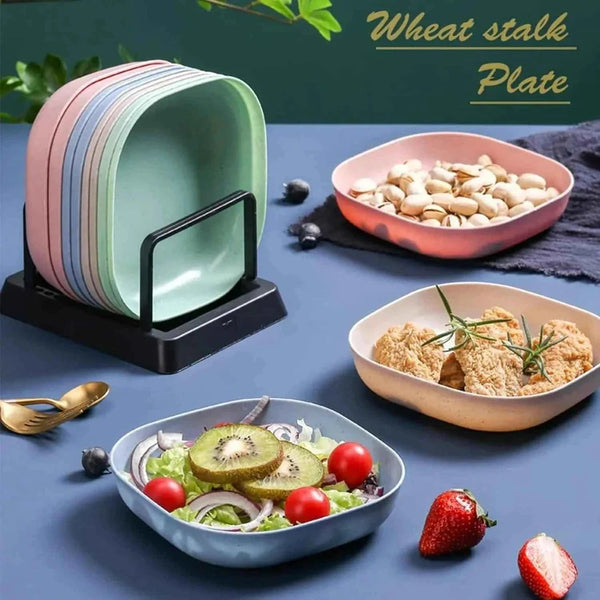 10Pcs Modern Simple Dinner Plates with Stand – Elegant Dining Set for Everyday Use