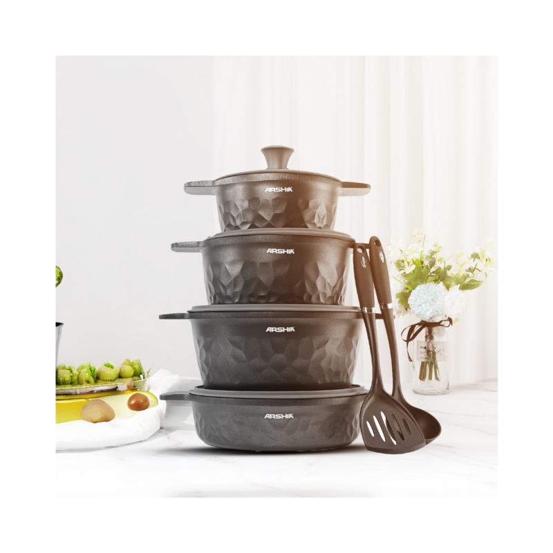 Arshia Die-Casted Cookware Set 8pcs induction Plate