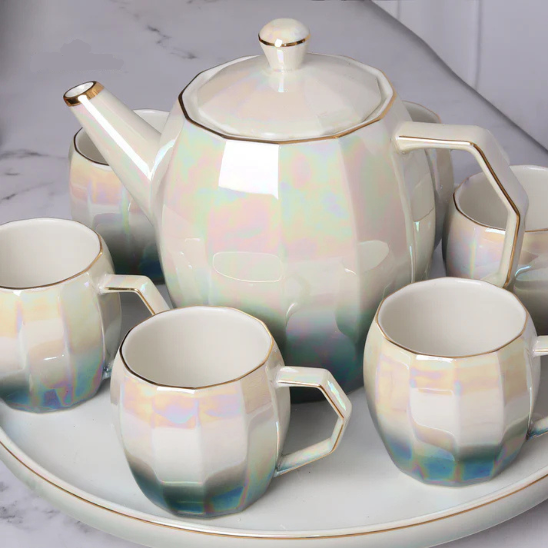 Holographic Tea Set With Kettle & Revolving Tray