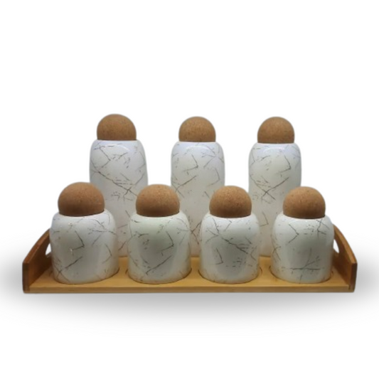 Ceramic Ball Cork Jars (Set of 7)