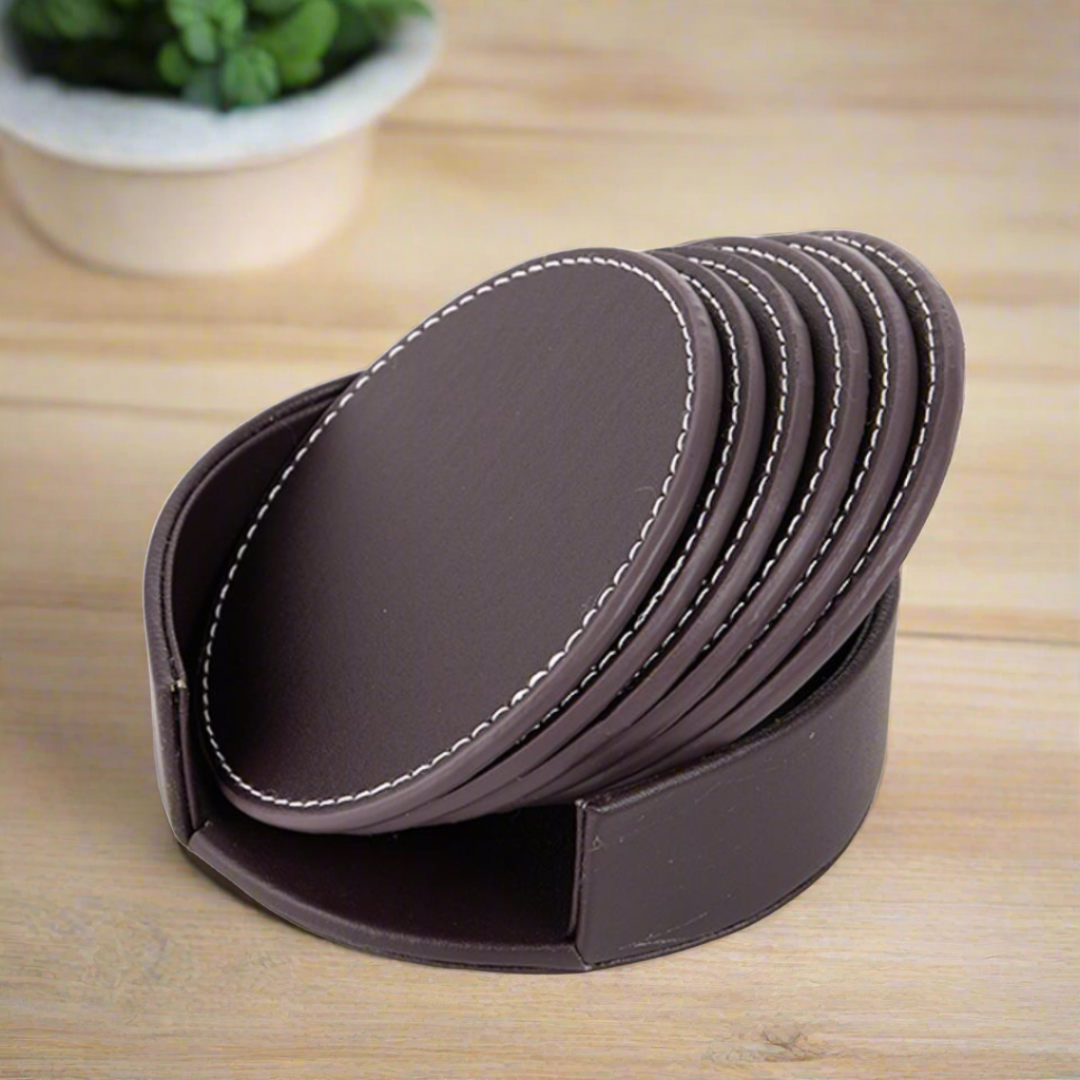 Leather Coasters (6 Pcs Set)