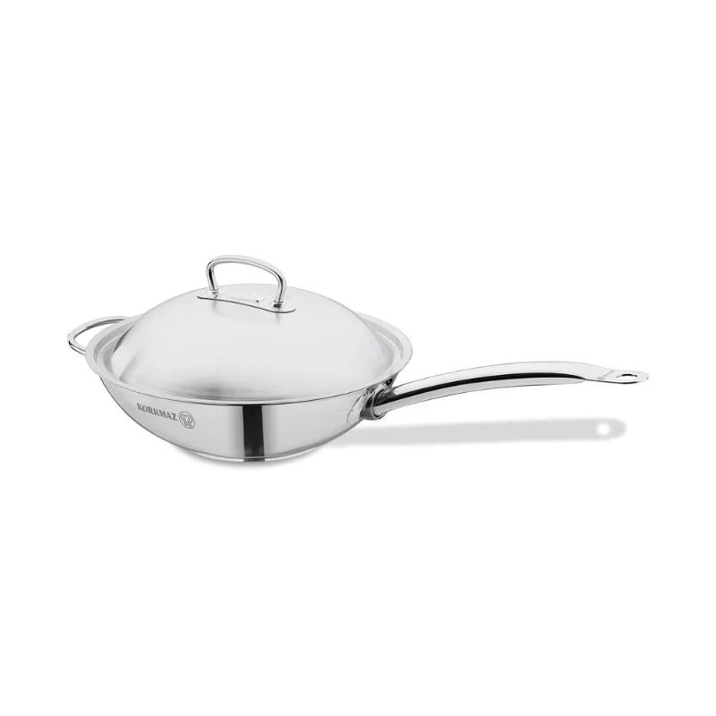 Korkmaz Wok With Auxiliary Silver Handle