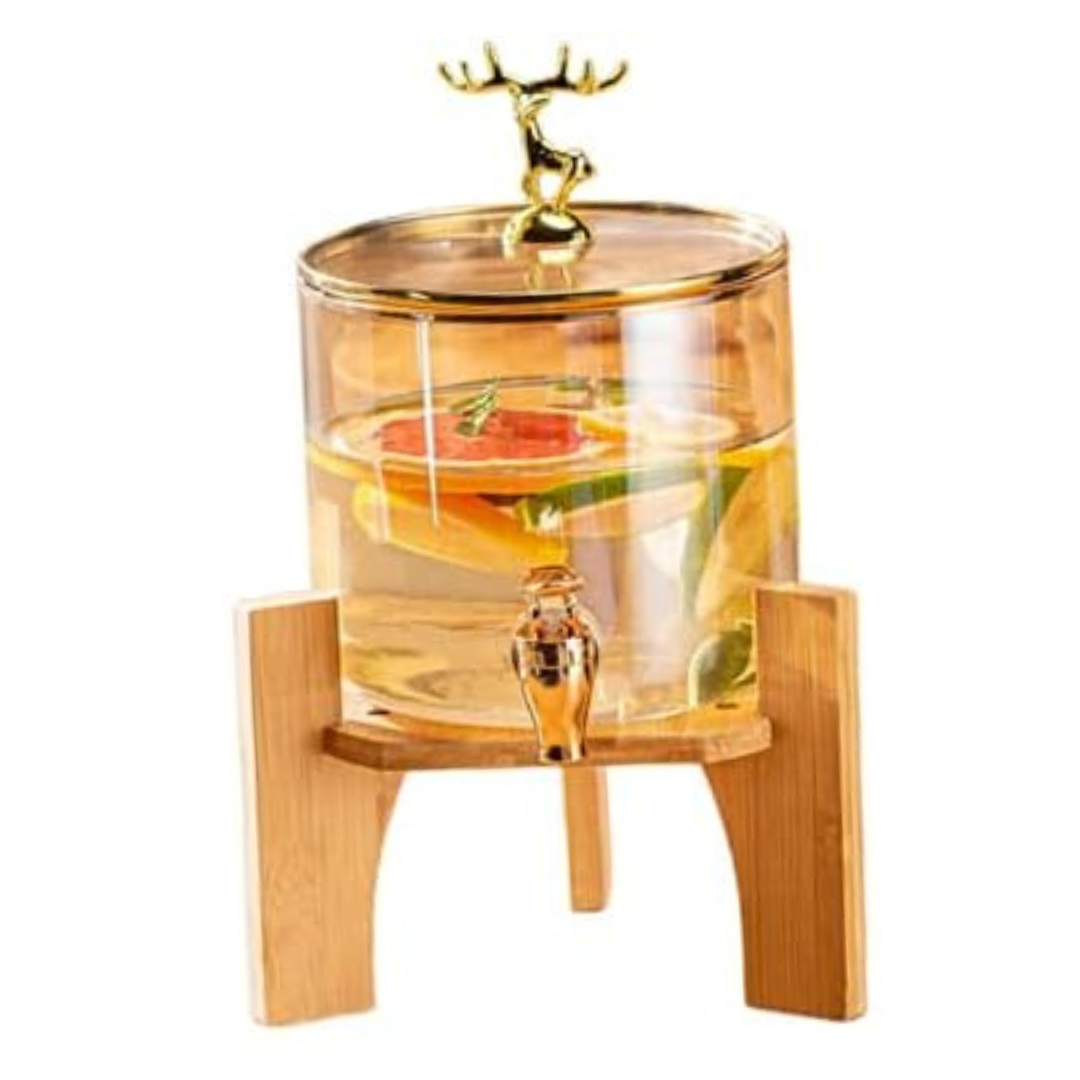 New Exquisite Style Beverage Dispenser With Wooden Base