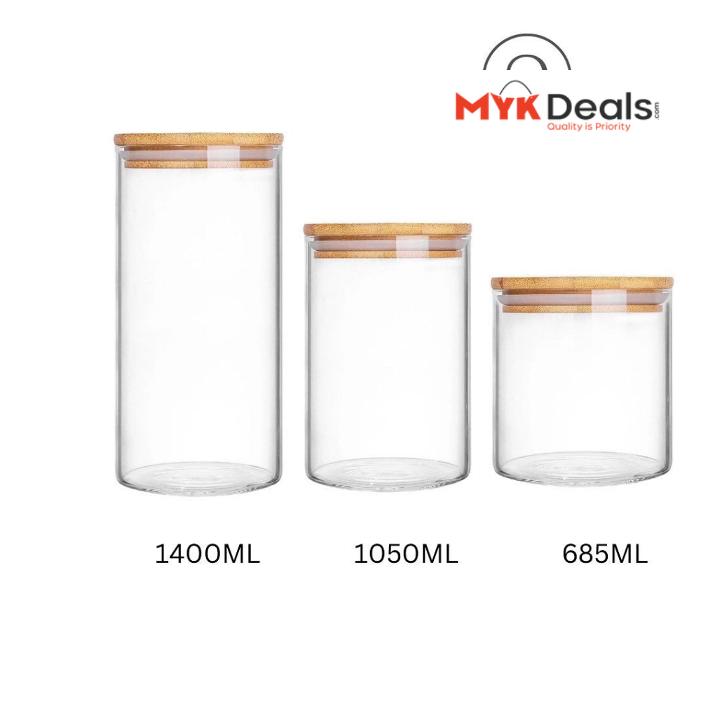 Pack of 3 Air Tight Glass Storage