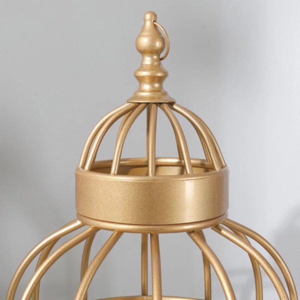 4 Layer Nordic Brass Cage Rack with Mirror Shelves