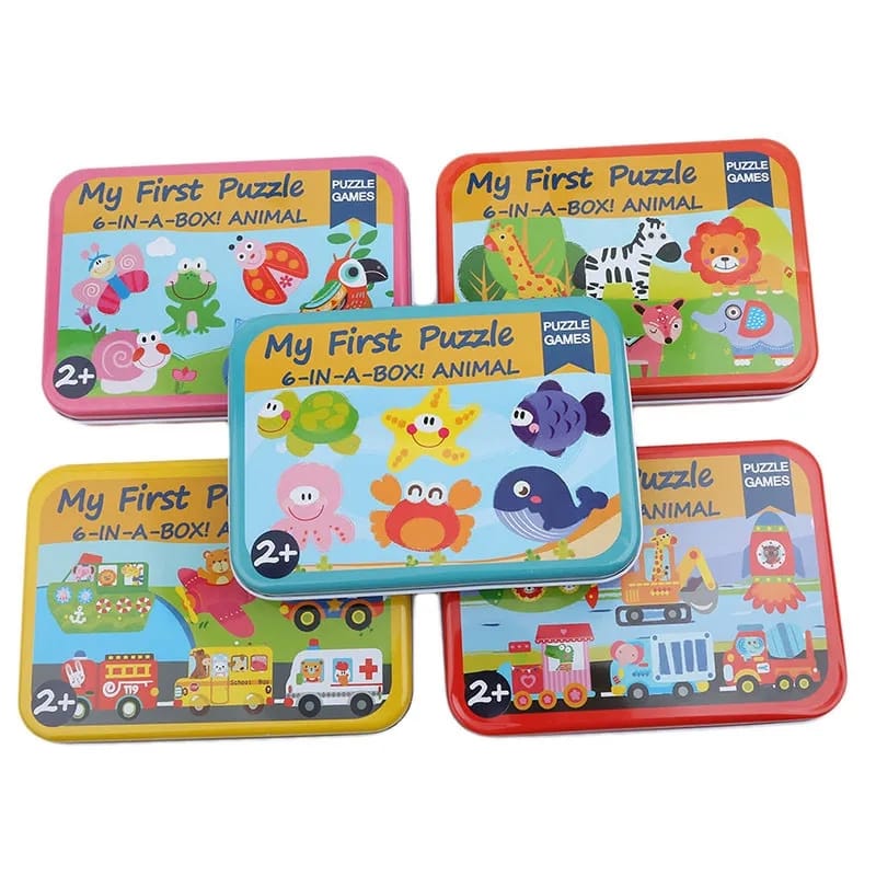 Montessori Wooden iron box Jigsaw Puzzles for Toddlers