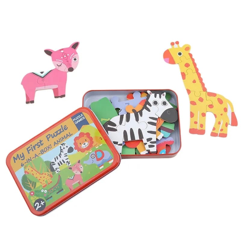 Montessori Wooden iron box Jigsaw Puzzles for Toddlers