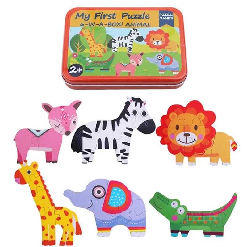 Montessori Wooden iron box Jigsaw Puzzles for Toddlers