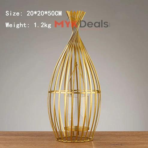 European  decorations gold light luxury Iron Candle Stand With Candle