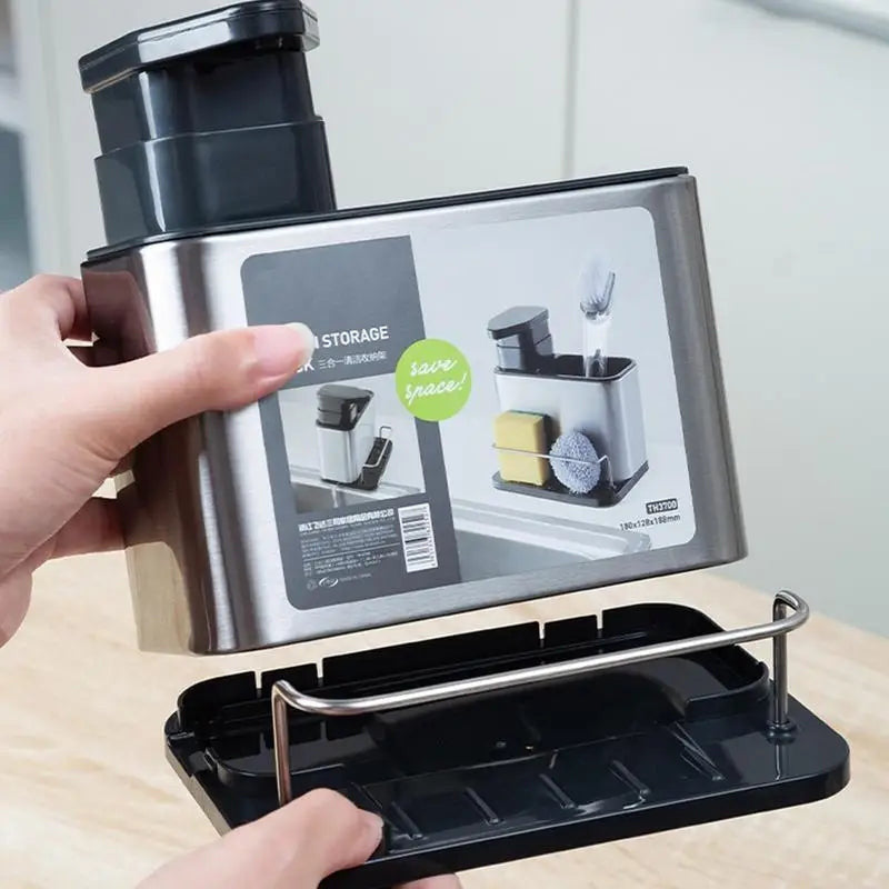 Metal Sink Tidy With Soap Dispenser